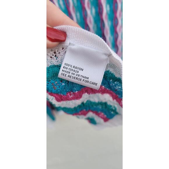 Per Se By Carlisle Women's Knit Wrap Top Woven Embroidered Multicolor Cover Up S - Picture 8 of 12